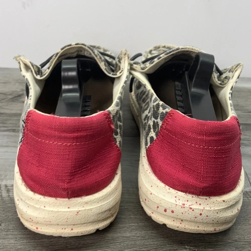 Hey Dude Wendy Youth Cheetah Leopard Print Slip On Loafers Pink Size US Y3 EU 35